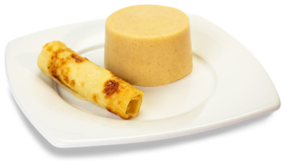 Foto: Passiertes Dessert von Lys da Capo: Pfannkuchen, auf einem Teller angerichtet
