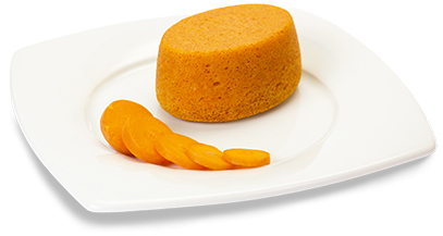 Foto: Passiertes Dessert von Lys da Capo: Wurzelkuchen, auf einem Teller angerichtet